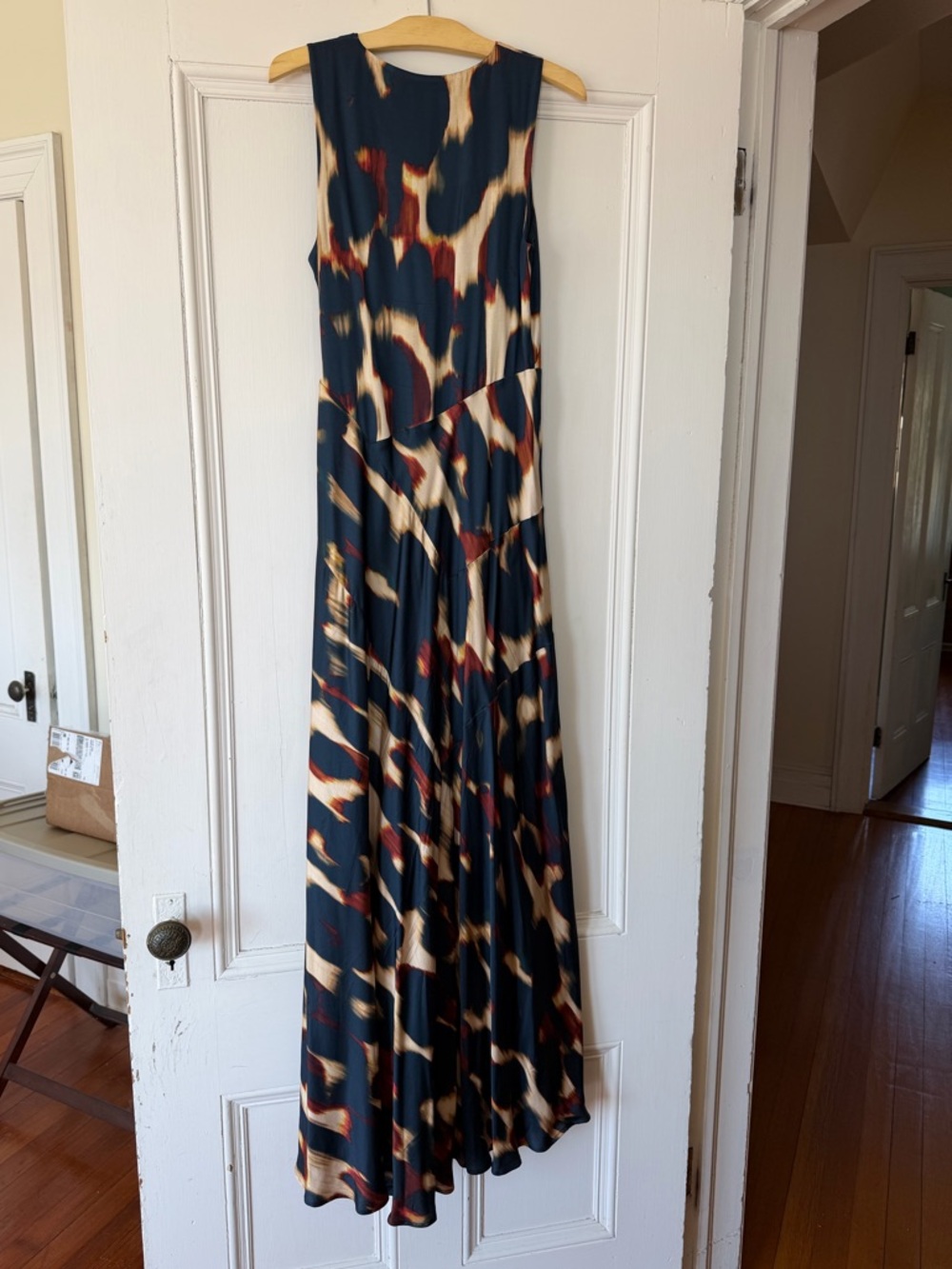 Banana Republic Navy, Cream & Rust Printed Sleeveless Maxi Dress